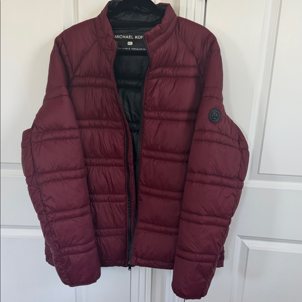 Michael Kors Burgundy Quilted Puffer Jacket